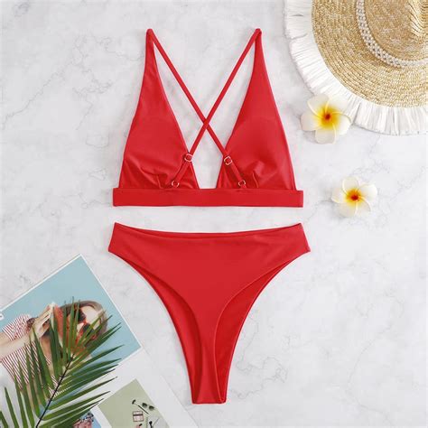 high waisted thong bikini set|More.